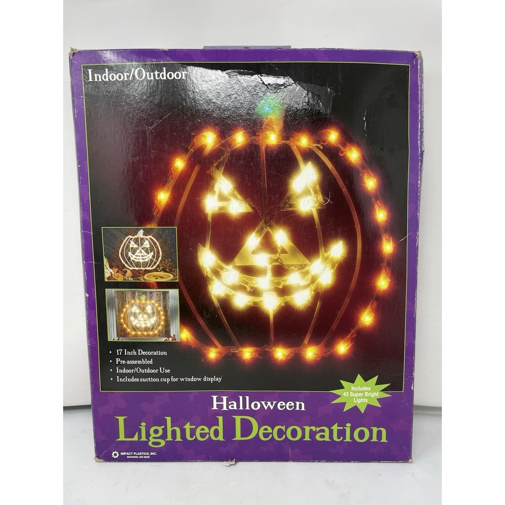Light Up Halloween Pumpkin W/ Box Vintage 2000 Impact Plastics #85503 TESTED - Picture 10 of 10